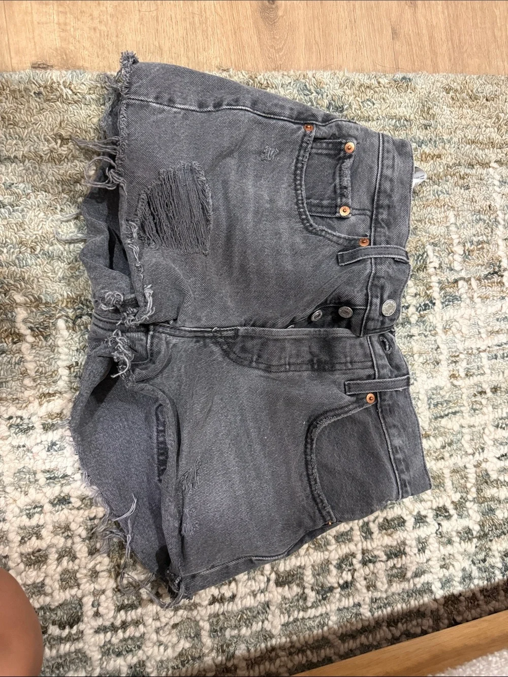 Levi's Women's Charcoal Distressed Denim Shorts